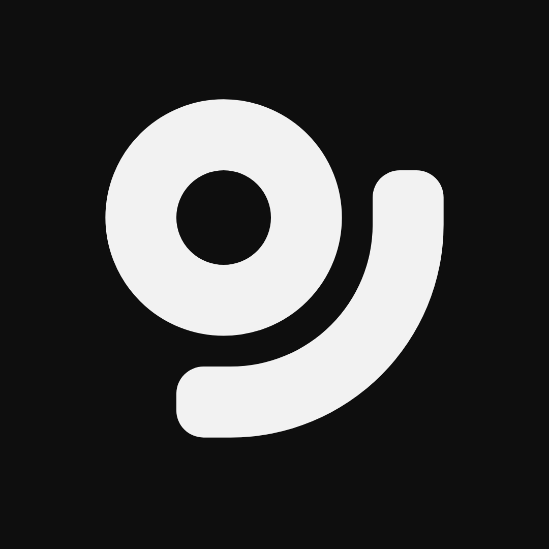 the square snails.fm avatar in white ink on a brand black ground